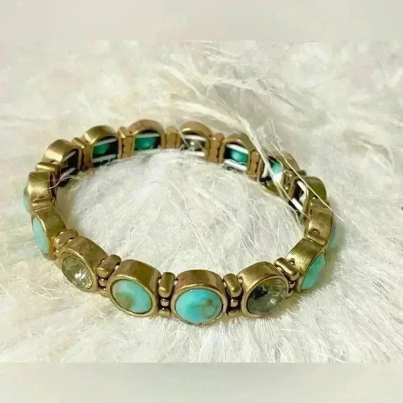 CHAPS stretch bracelet- turquoise and gold tone - Picture 2 of 3